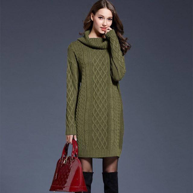 Lossky Dress Women Long Sleeve Autumn Winter Sweater Dress Plus Size White Mini Short Turtlenck Pullover Dress Streetwear Simple