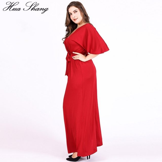 Red Party Dresses For Fat Women Summer Deep V Neck Ruffles Short Sleeve Sexy Long Dress 4xl 5xl 6xl Plus Size Women Clothing