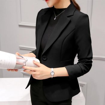 Black Women Blazer 2019 Formal Blazers Lady Office Work Suit Pockets Jackets Coat Slim Black Women Blazer Femme Jackets