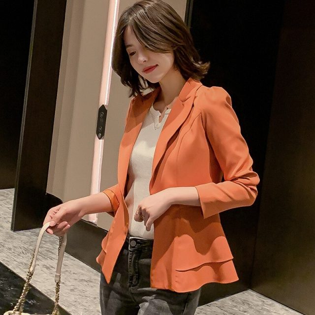 2019 New Autumn Winter Korean Version Of The Long-sleeved Ladies Were Thin Ocean Net Red Short Small Jacket Women Blazer S-xxl