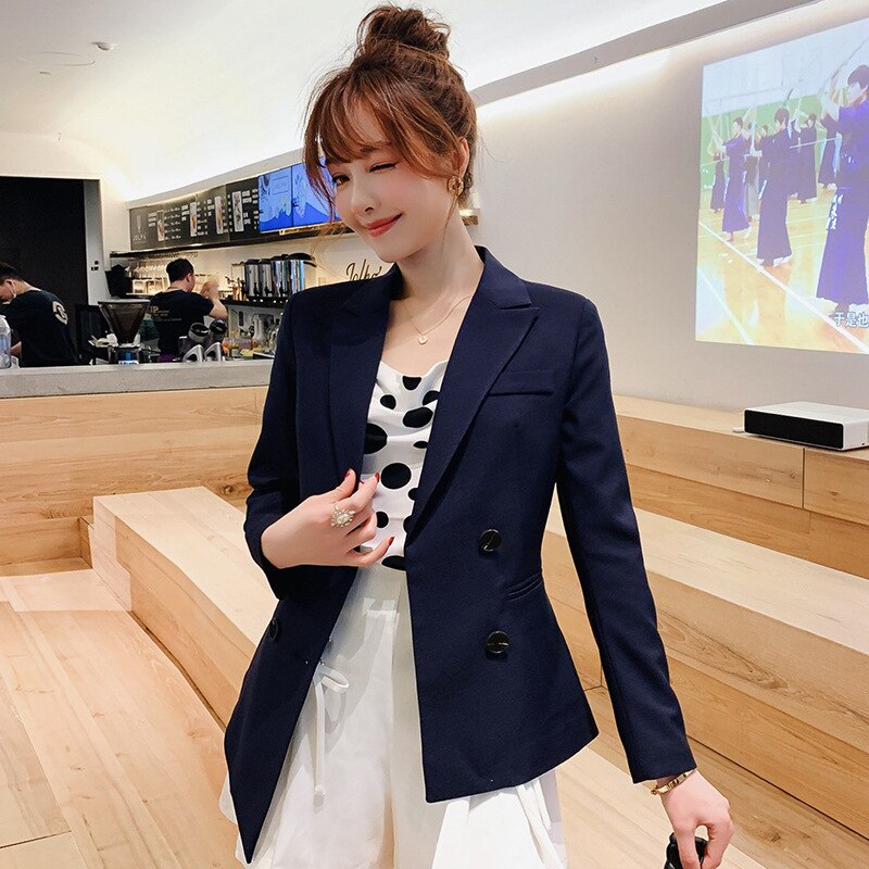 2019 New Autumn and Winter Korean women's small suit jacket temperament long sleeve stitching suits Blazer women Plus size S-XXL