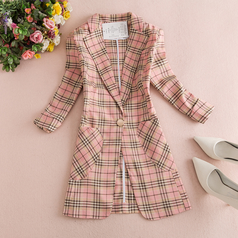 2019 New Autumn and Winter Korean women's small suit jacket temperament long sleeve stitching suits Blazer women Plus size S-XXL