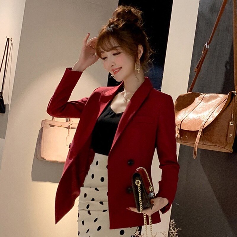 2019 New Autumn and Winter Korean women's small suit jacket temperament long sleeve stitching suits Blazer women Plus size S-XXL