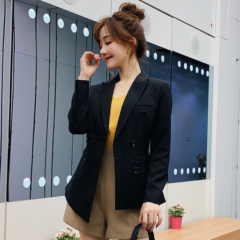 2019 New Autumn and Winter Korean women's small suit jacket temperament long sleeve stitching suits Blazer women Plus size S-XXL