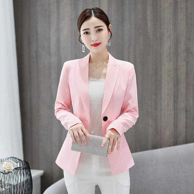 2019 Autumn women blazers female 2019 Ladies Solid Turn Down Collar Long Sleeve Coat Parka Outerwear veste femme longue CD