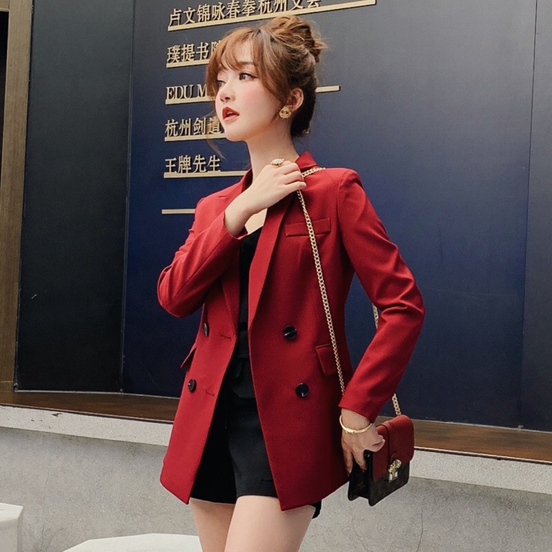 2019 Fashion Women Casual Suit Coat Business Blazer Long Sleeve Jacket Outwear Ladies Black pink Slim Blazer Coat