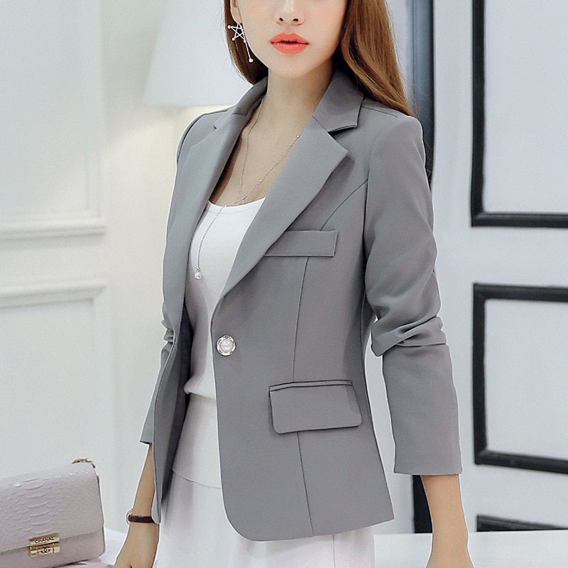 2019 Fashion Women Casual Suit Coat Business Blazer Long Sleeve Jacket Outwear Ladies Black pink Slim Blazer Coat