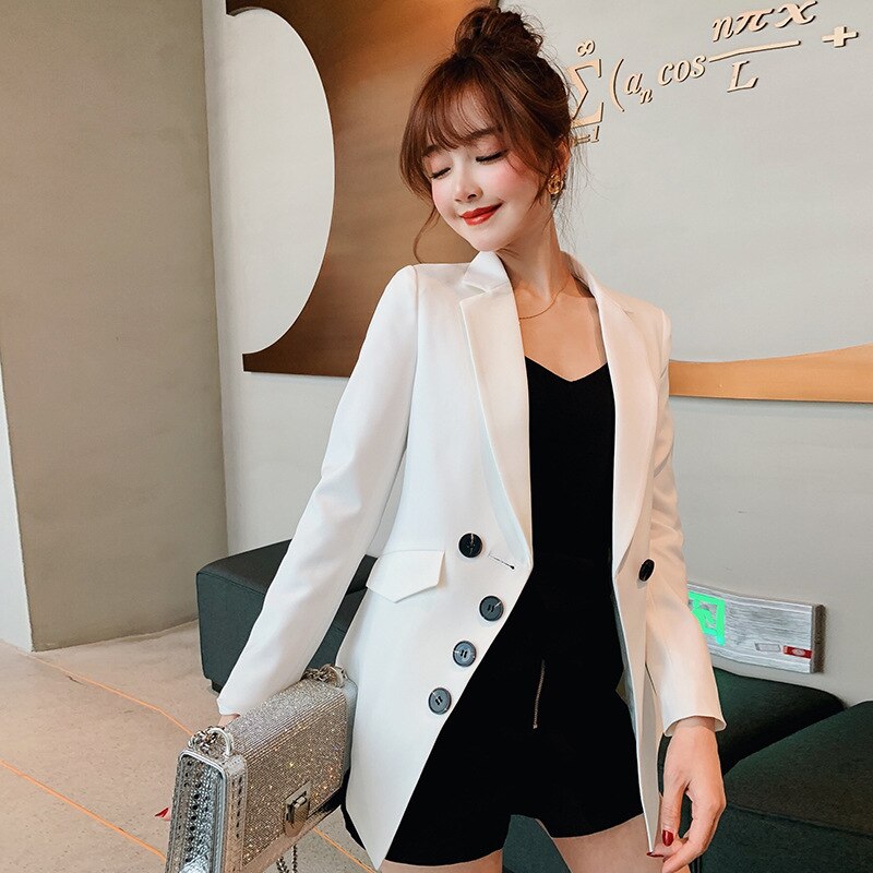 New Fashion Solid Color Office Ladies Plaid Blazer Long Sleeve Loose Houndstooth Suit Coat Jacket Women blazers Female Outerwear