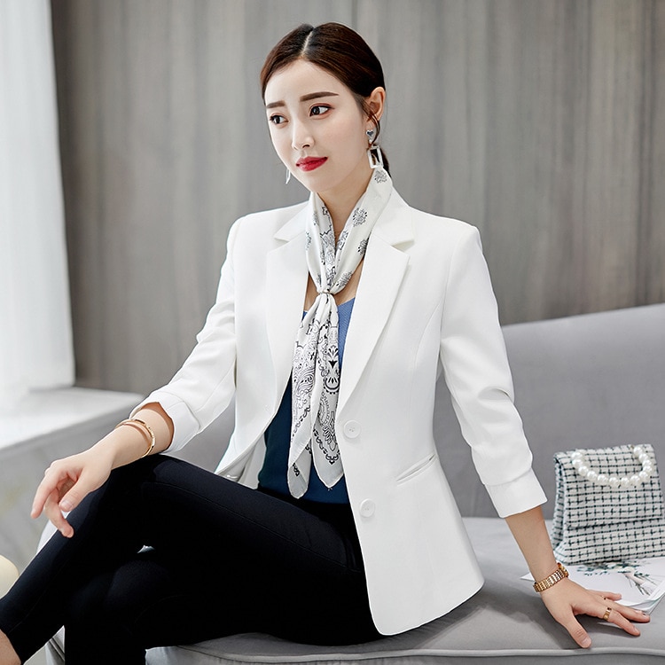 New Fashion Solid Color Office Ladies Plaid Blazer Long Sleeve Loose Houndstooth Suit Coat Jacket Women blazers Female Outerwear