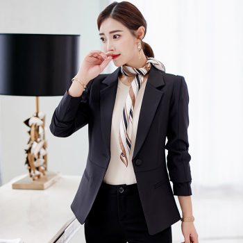 Spring Autumn Blazer Women 2019 New Casual Green fruit collar is divided Suit ladies Jackets Elegant Long Sleeve Blazer Outerwea