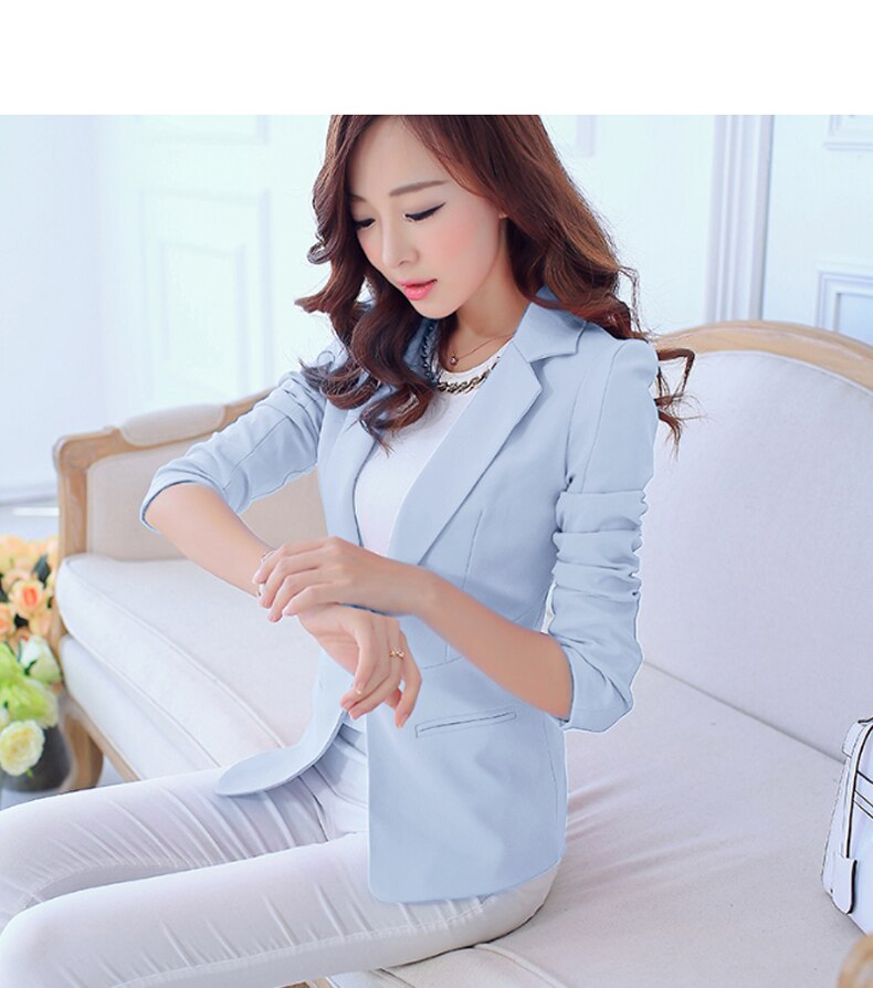 Casual Long Sleeve Solid Color Turn-down Collar Coat Lady Business Jacket Suit Coat Slim Top Women blazers Female 2019