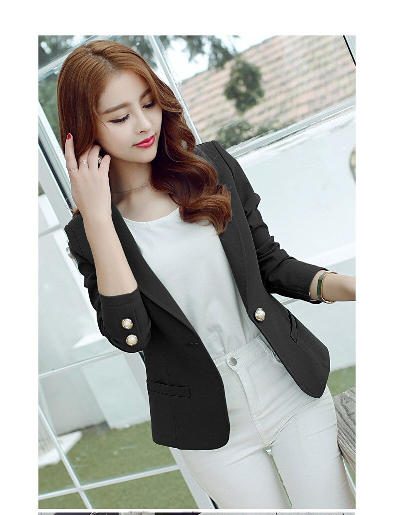 2019 Spring And Autumn Women's Korean Small West Slim Long Sleeve Solid Jacket Suit Single Button Office Lady Women Blazer S-xxl