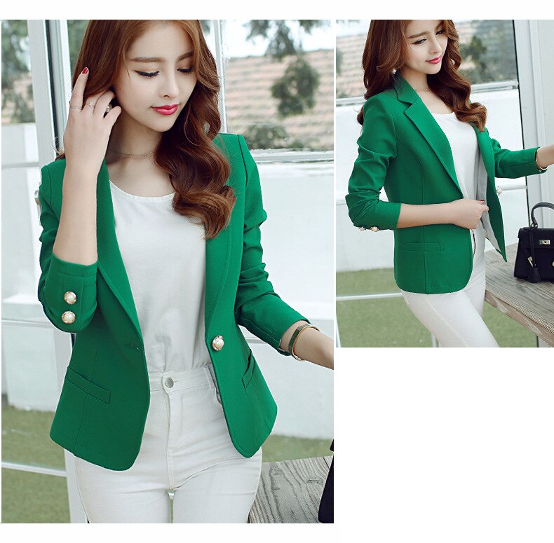 2019 Spring And Autumn Women's Korean Small West Slim Long Sleeve Solid Jacket Suit Single Button Office Lady Women Blazer S-xxl