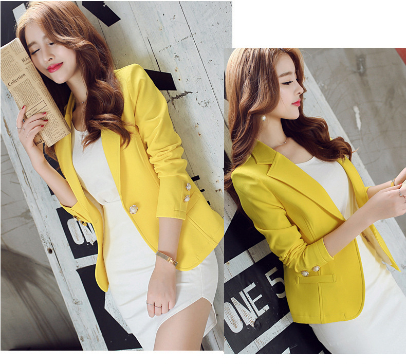 2019 Spring And Autumn Women's Korean Small West Slim Long Sleeve Solid Jacket Suit Single Button Office Lady Women Blazer S-xxl