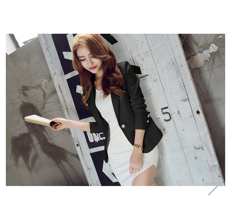 2019 Spring And Autumn Women's Korean Small West Slim Long Sleeve Solid Jacket Suit Single Button Office Lady Women Blazer S-xxl