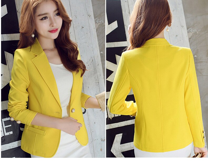 2019 Spring And Autumn Women's Korean Small West Slim Long Sleeve Solid Jacket Suit Single Button Office Lady Women Blazer S-xxl