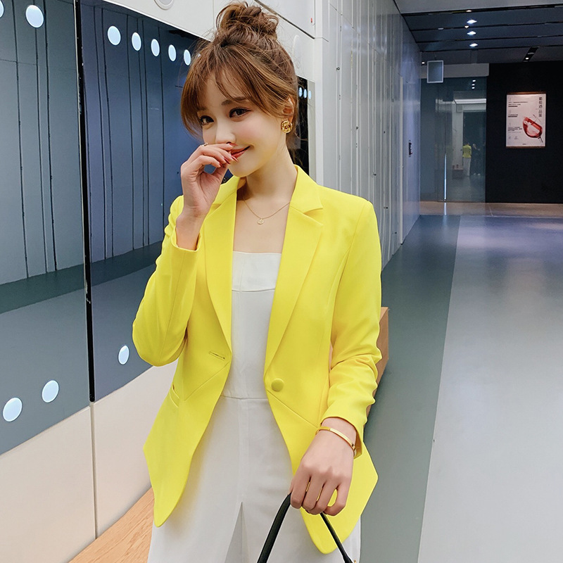 Women Jacket Blazer 2019 Sky Blue Slim Fit Long Sleeve Single Button Coat Slim Office Lady Jacket Female Tops Blazer Feminino