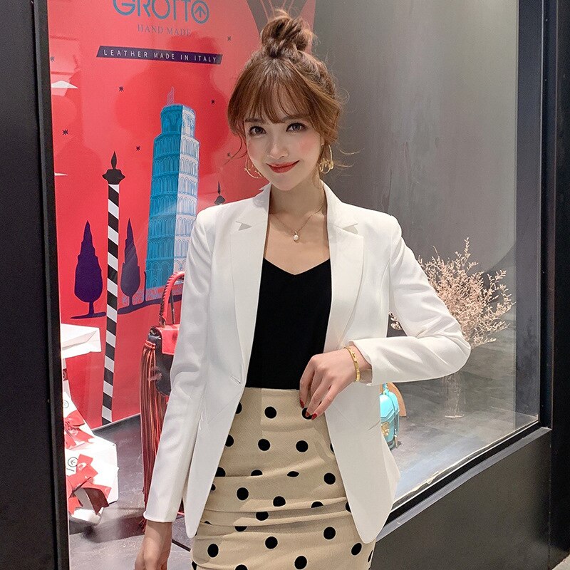 Women Jacket Blazer 2019 Sky Blue Slim Fit Long Sleeve Single Button Coat Slim Office Lady Jacket Female Tops Blazer Feminino