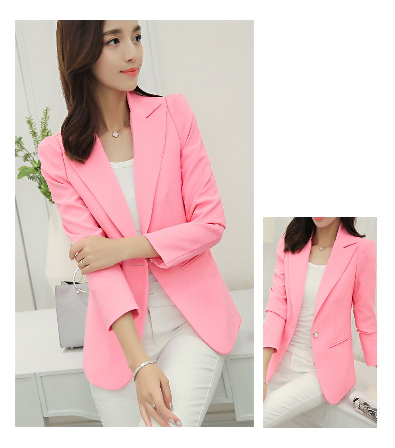 Women Jacket Blazer 2019 Sky Blue Slim Fit Long Sleeve Single Button Coat Slim Office Lady Jacket Female Tops Blazer Feminino