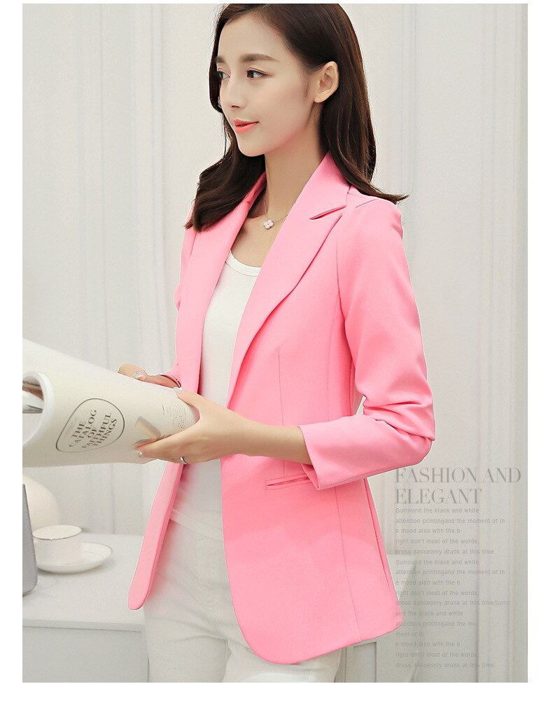 Women Jacket Blazer 2019 Sky Blue Slim Fit Long Sleeve Single Button Coat Slim Office Lady Jacket Female Tops Blazer Feminino