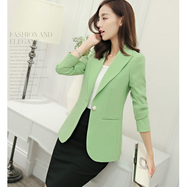 Women Jacket Blazer 2019 Sky Blue Slim Fit Long Sleeve Single Button Coat Slim Office Lady Jacket Female Tops Blazer Feminino