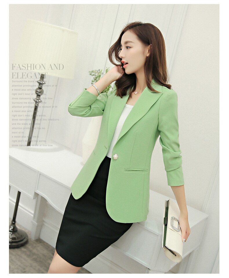 Women Jacket Blazer 2019 Sky Blue Slim Fit Long Sleeve Single Button Coat Slim Office Lady Jacket Female Tops Blazer Feminino