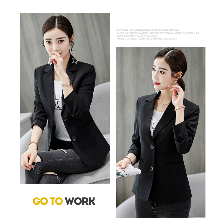 2019 spring and autumn professional small suit female Korean version solid color ladies Blazer temperament commuter women jacket