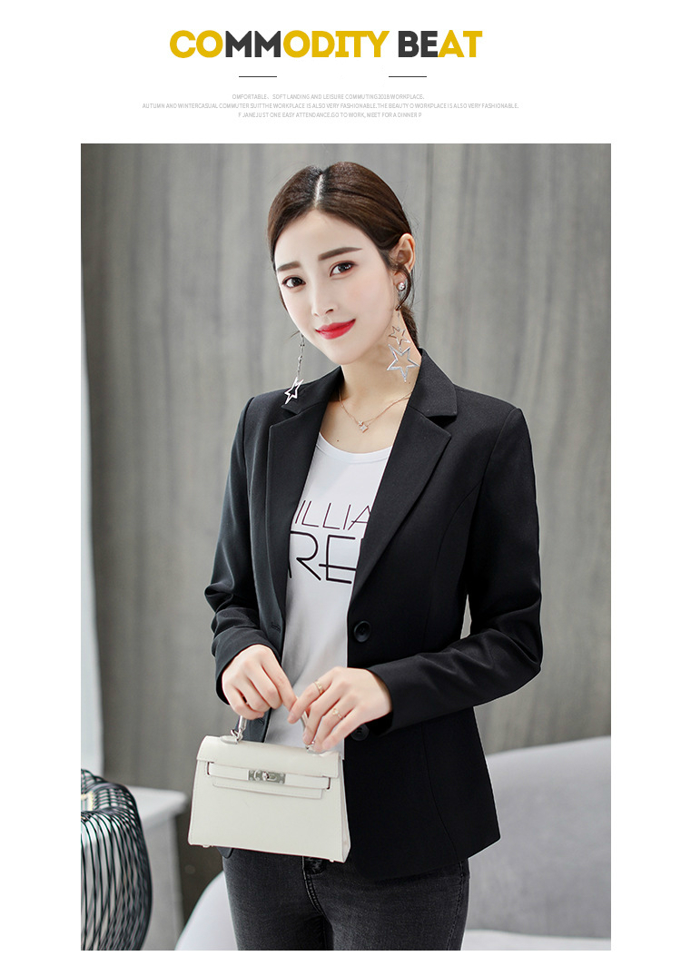 2019 spring and autumn professional small suit female Korean version solid color ladies Blazer temperament commuter women jacket