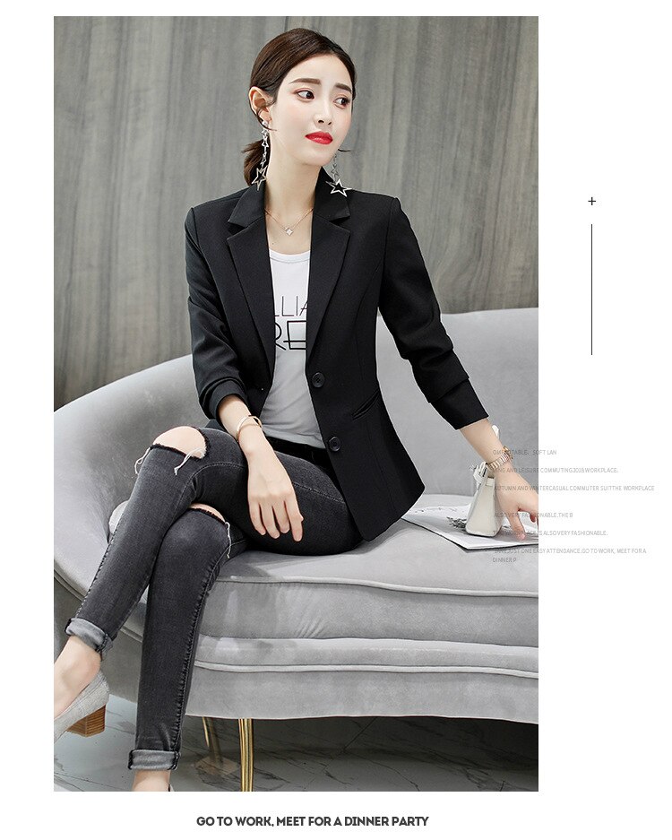 2019 spring and autumn professional small suit female Korean version solid color ladies Blazer temperament commuter women jacket