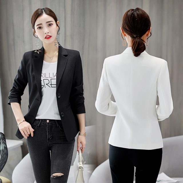 2019 spring and autumn professional small suit female Korean version solid color ladies Blazer temperament commuter women jacket