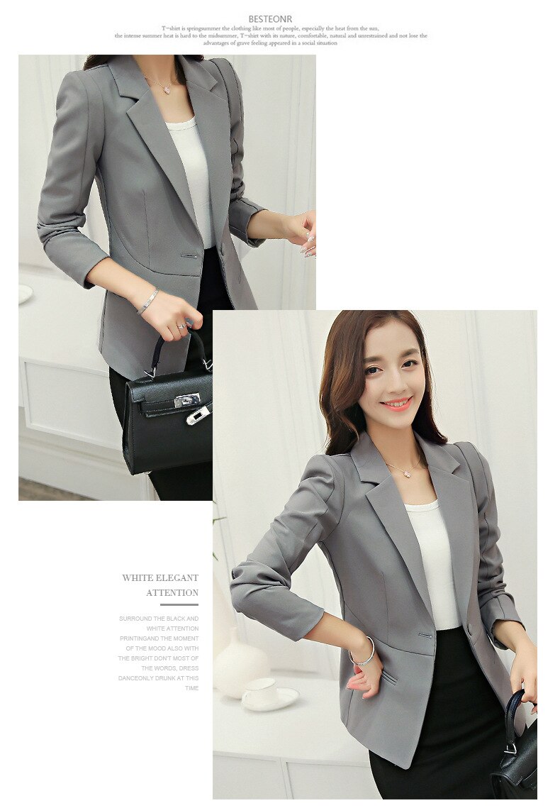 Samgpilee 2019 Spring And Autumn New Korean Version Single Button Female Slim Solid Office Lady Women Jacket Small Suit  S-xxl