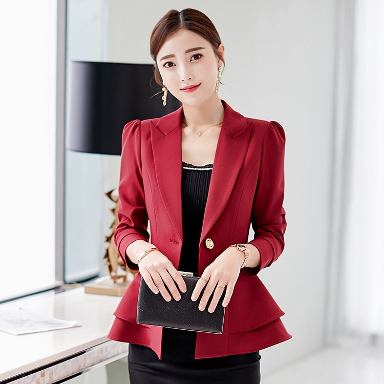 Samgpilee 2019 Spring And Autumn New Korean Version Single Button Female Slim Solid Office Lady Women Jacket Small Suit  S-xxl