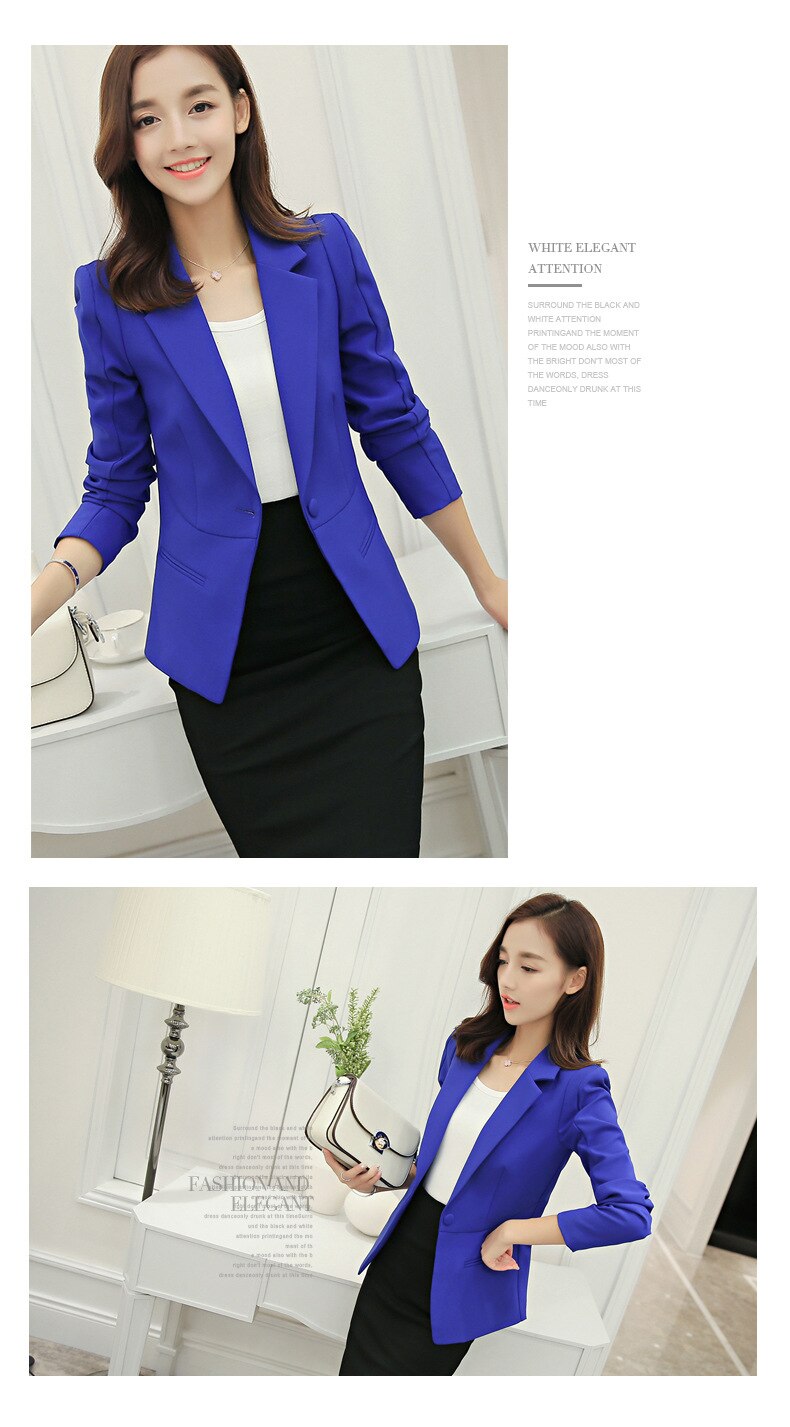 Samgpilee 2019 Spring And Autumn New Korean Version Single Button Female Slim Solid Office Lady Women Jacket Small Suit  S-xxl