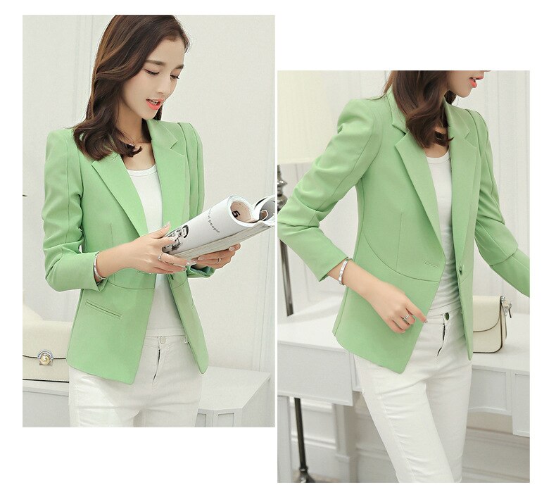 Samgpilee 2019 Spring And Autumn New Korean Version Single Button Female Slim Solid Office Lady Women Jacket Small Suit  S-xxl