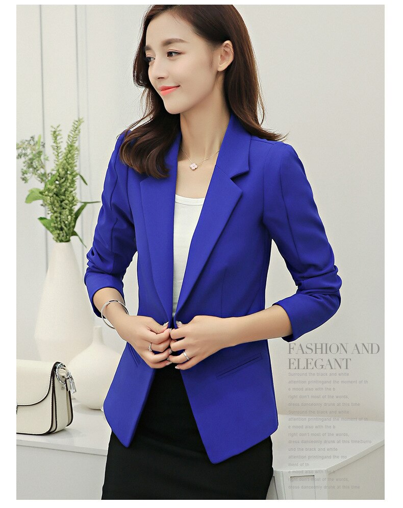 Samgpilee 2019 Spring And Autumn New Korean Version Single Button Female Slim Solid Office Lady Women Jacket Small Suit  S-xxl