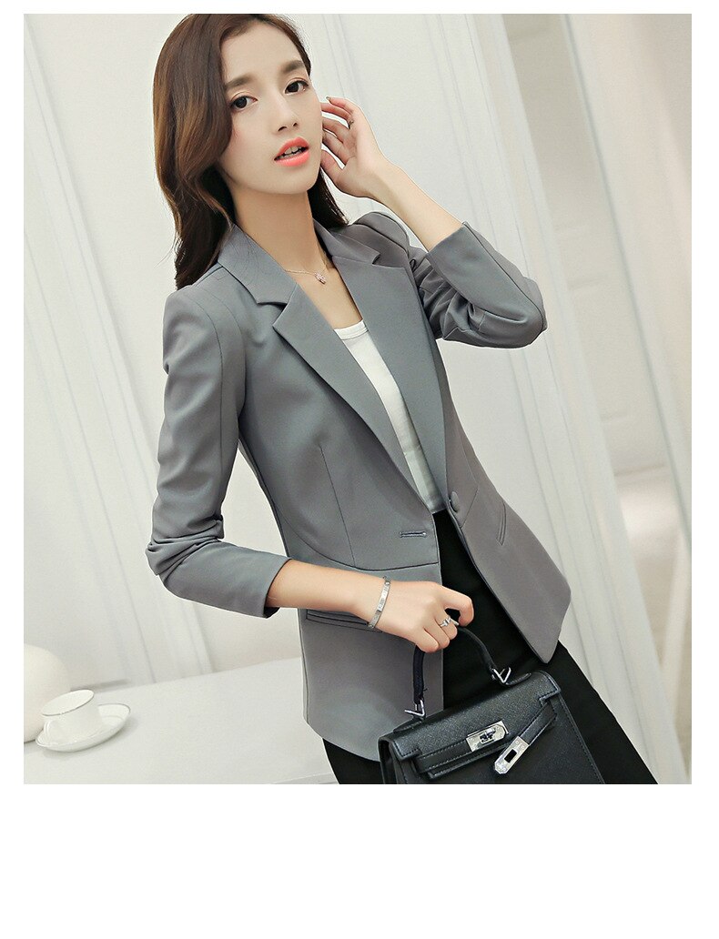 Samgpilee 2019 Spring And Autumn New Korean Version Single Button Female Slim Solid Office Lady Women Jacket Small Suit  S-xxl