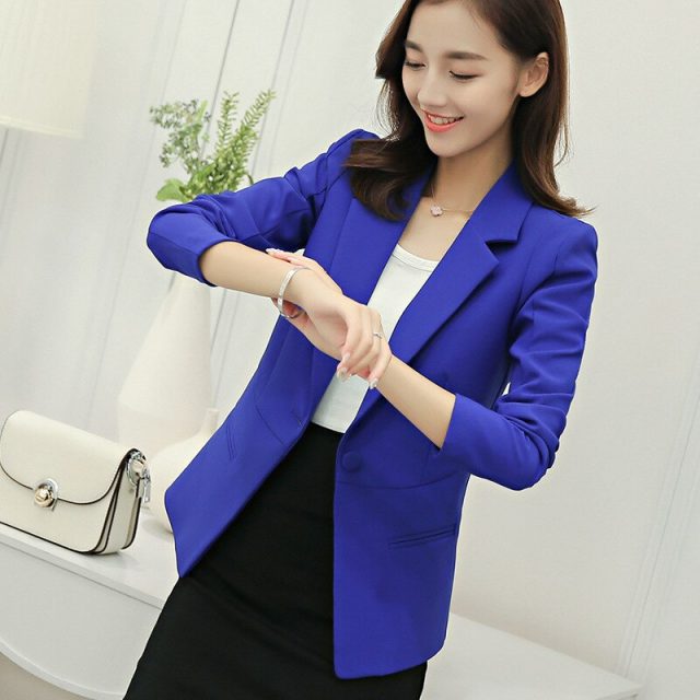 Samgpilee 2019 new Ladies Jacket Suit Collar Solid Slim Fit Long Sleeve Single-Breasted Small Jacket blazer female blazer women