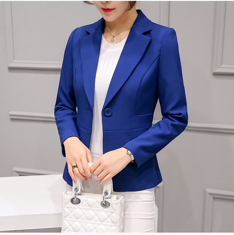 2019 Women's Blazer Pink Long Sleeve Blazers Solid One Button Slim Office Lady Jacket Female Tops Suit Blazer Femme Jackets