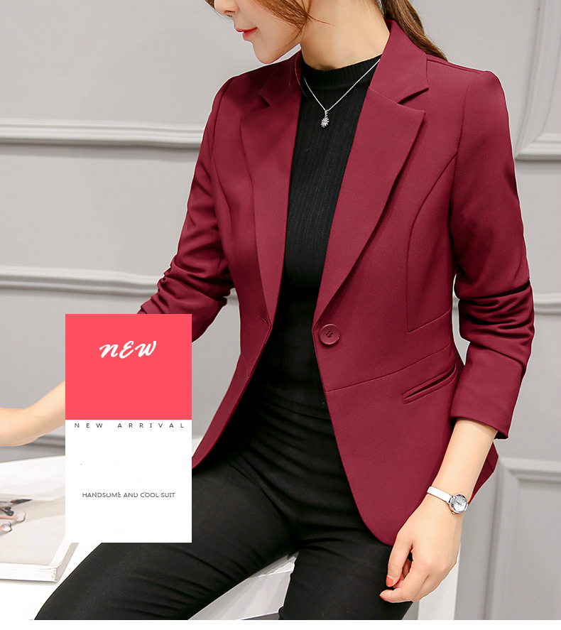 2019 Women's Blazer Pink Long Sleeve Blazers Solid One Button Slim Office Lady Jacket Female Tops Suit Blazer Femme Jackets