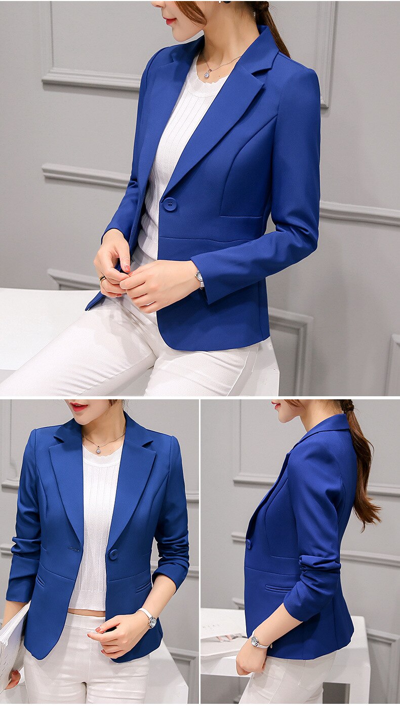 2019 Women's Blazer Pink Long Sleeve Blazers Solid One Button Slim Office Lady Jacket Female Tops Suit Blazer Femme Jackets