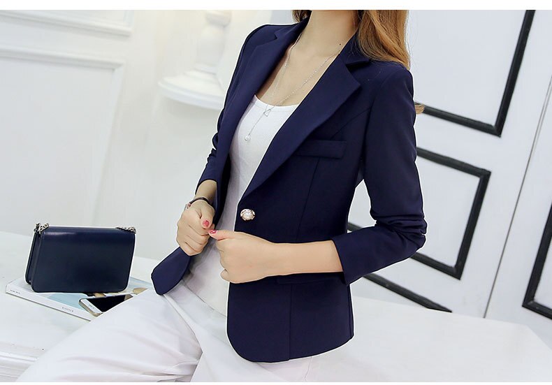 Elegant Business Lady Jacket New 2019 Women Full Sleeve Work Blazer Female Casual Coat 4 Color Available