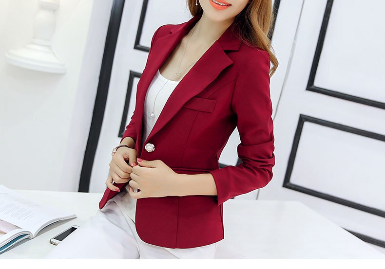 Elegant Business Lady Jacket New 2019 Women Full Sleeve Work Blazer Female Casual Coat 4 Color Available