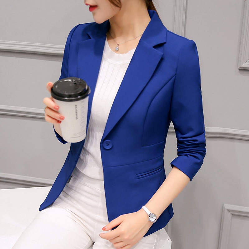 2019 Spring And Autumn New Suit Female Korean Version Long-sleeved Small Blazer Jacket Professional Single Button Office Lady