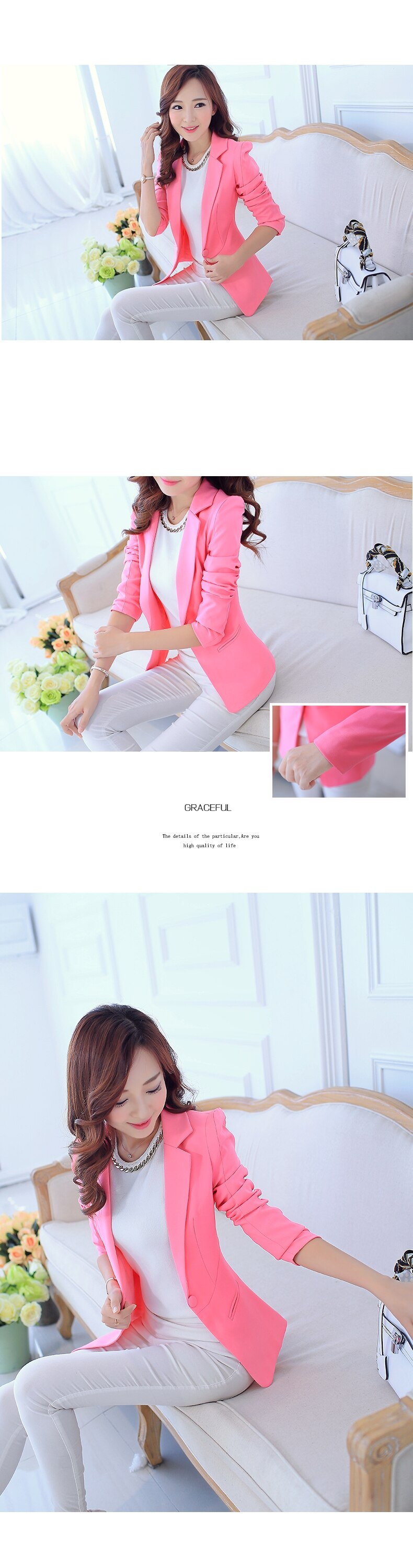 2019 Spring And Autumn New Suit Female Korean Version Long-sleeved Small Blazer Jacket Professional Single Button Office Lady