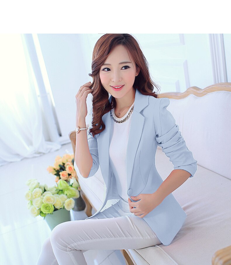 Casual Long Sleeve Jacket blazer feminino Turn-down Collar Coat Lady Jacket Suit Formal Coat Slim OL Women blazers Female