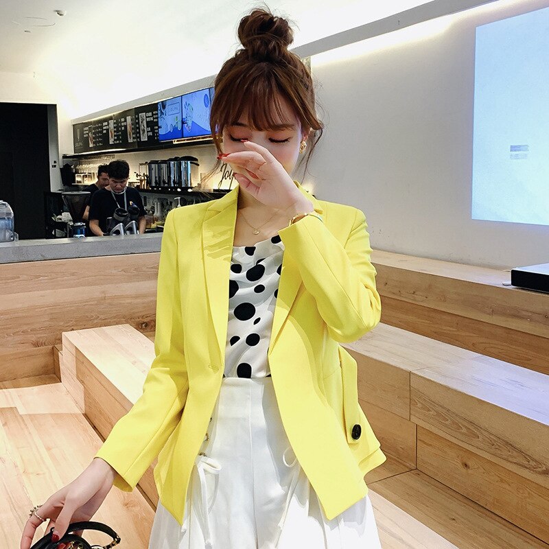 Autumn Women Blazer Brand Jacket Made Of Cotton Basic Jackets Candy Long Sleeve Slim Suit Blazer Female Small Suit X643RXBS