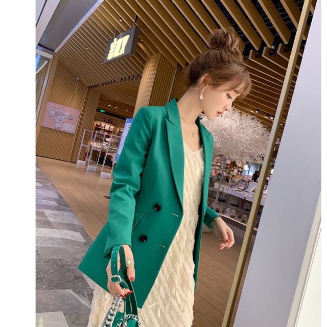 Vintage Single Breasted Office Ladies Blazer 2019 Long Sleeve Loose Suit Coat Jacket Women Blazers Female