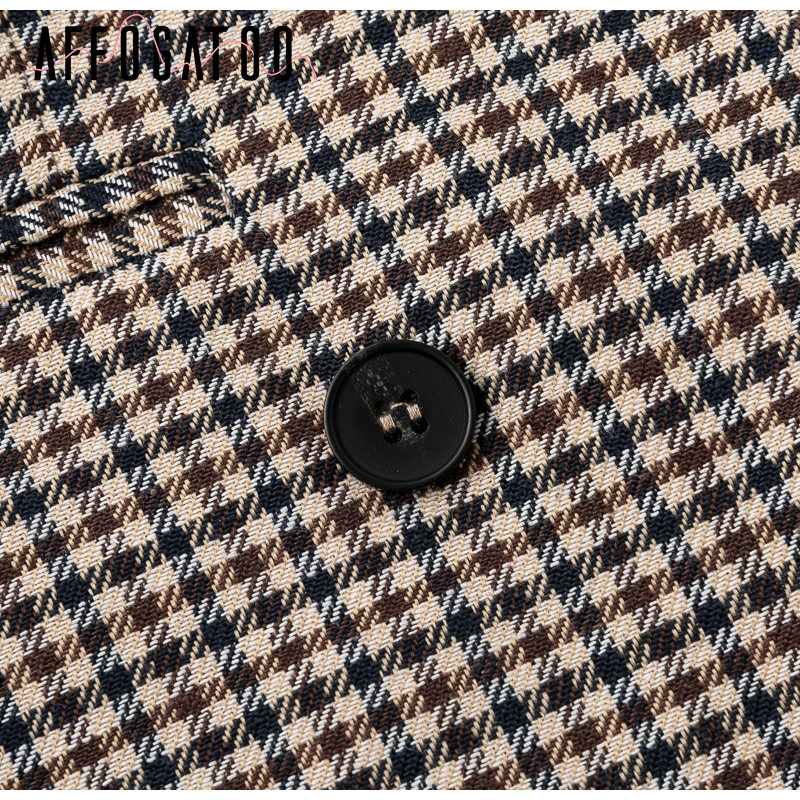 Affogatoo Fashion double breasted plaid blazer women Long sleeve slim OL blazer 2018 Casual autumn jacket blazer female