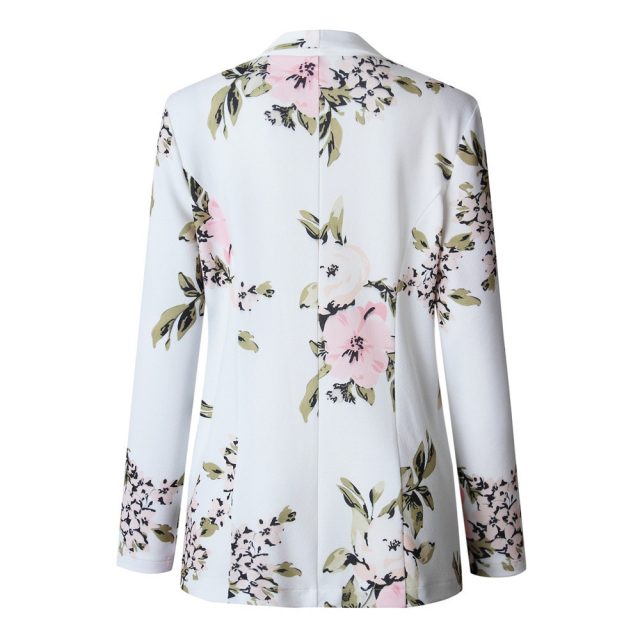 Elegant Blazer Feminino Women Floral Long Sleeve Blazer Notched Collar Coat Female Outerwear