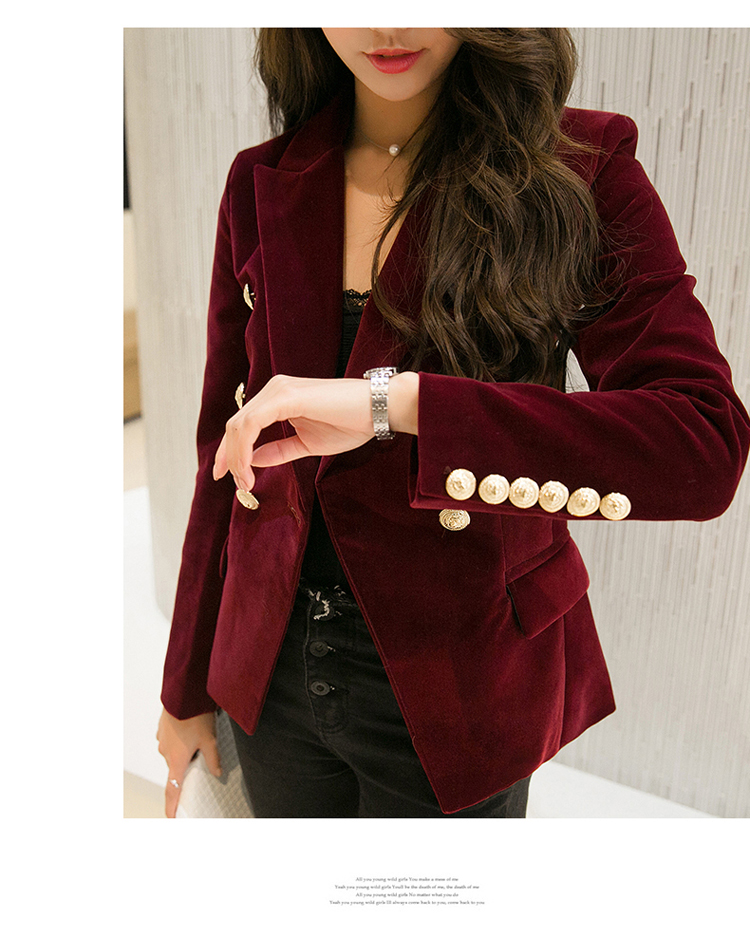 MUMUZI Fashion New Brand Autumn Women Slim Velvet Blazer Jacket Double Breasted Simple Lady Blazers High Grade OL Clothing